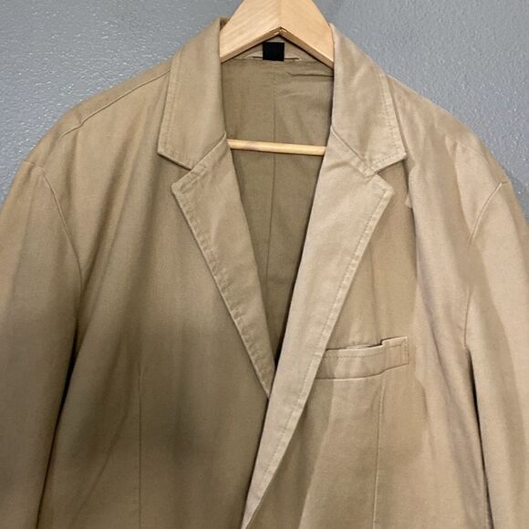 Vintage Y2K Old Navy Brushed Cotton Twill Tan Classic Soft Blazer Jacket - Picture 2 of 14